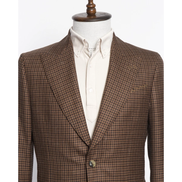 Dormeuil Kumaş Salvatore Kahverengi Kareli Ceket
