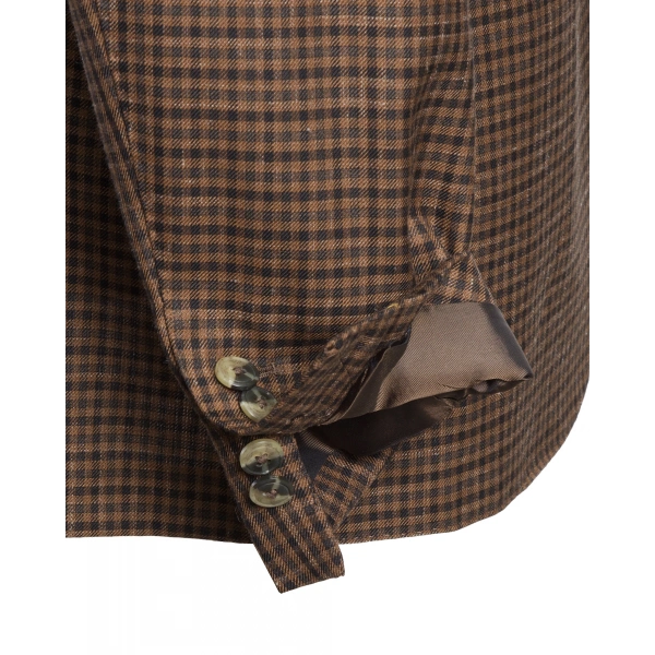 Dormeuil Kumaş Salvatore Kahverengi Kareli Ceket