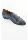 Hakiki Dana Derisi Lacivert Tokalı Loafer El Yapımı Ayakkabı