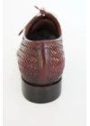 Hakiki Dana Derisi Bordo Siyah Örme El Yapımı Ayakkabı
