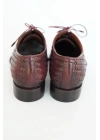 Hakiki Dana Derisi Bordo Siyah Örme El Yapımı Ayakkabı