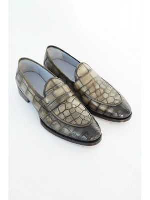 Hakiki Timsah Derisi El Yapımı Ayakkabı