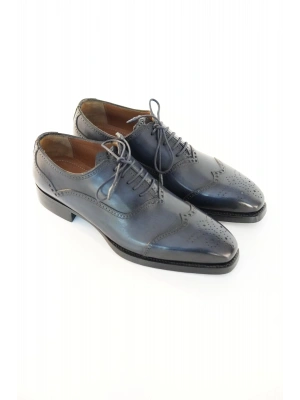 Hakiki Dana Derisi Lacivert El Yapımı Ayakkabı