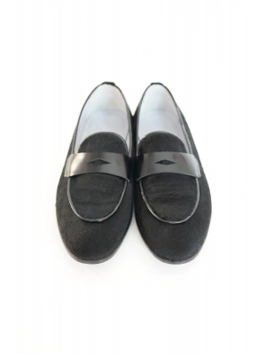 Hakiki Tay Tüyü Derisi Siyah Loafer Ayakkabı