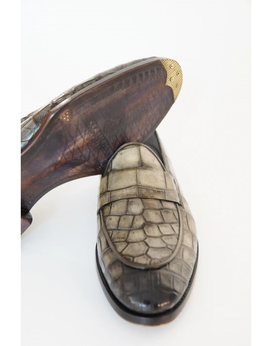 Hakiki Timsah Derisi El Yapımı Ayakkabı