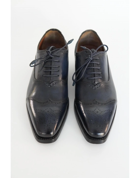 Hakiki Dana Derisi Lacivert El Yapımı Ayakkabı