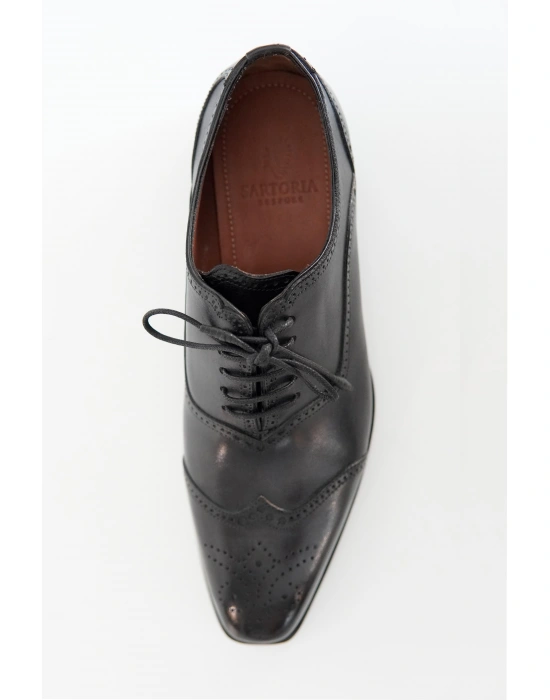 Hakiki Dana Derisi Siyah El Yapımı Ayakkabı