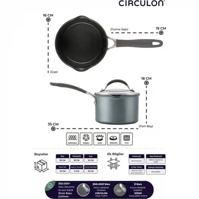 Circulon 16 cm Kapaklı Sos Tenceresi