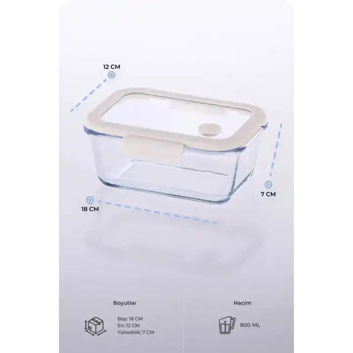 Fika Glace Vakumlu Cam Saklama Kabı 800 Ml Bej