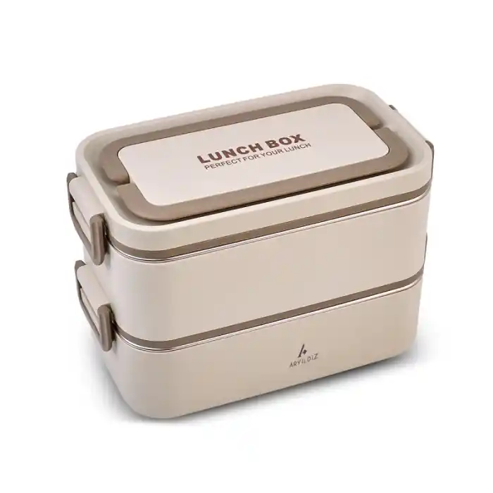 Bento Lunch Box Bej 2000 Ml. Sosluklu