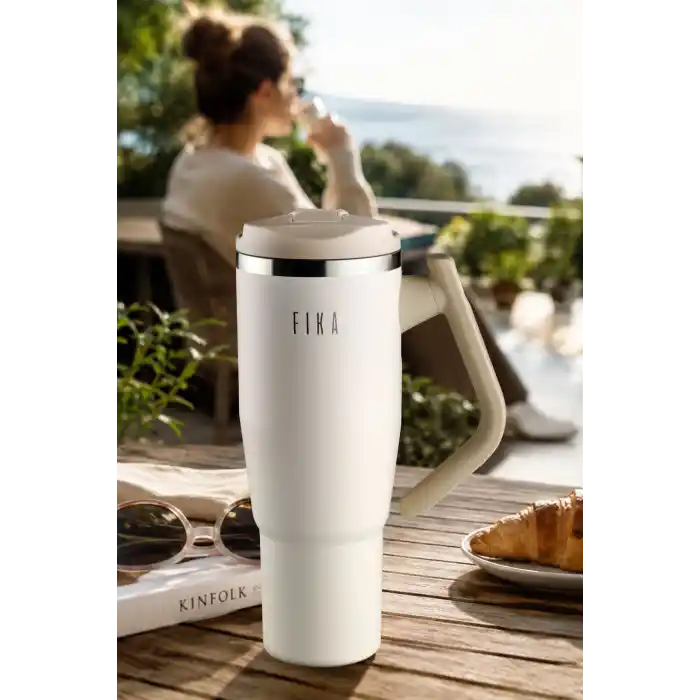 Fika Lumi Döner Kulplu Termos Bej 950 Ml