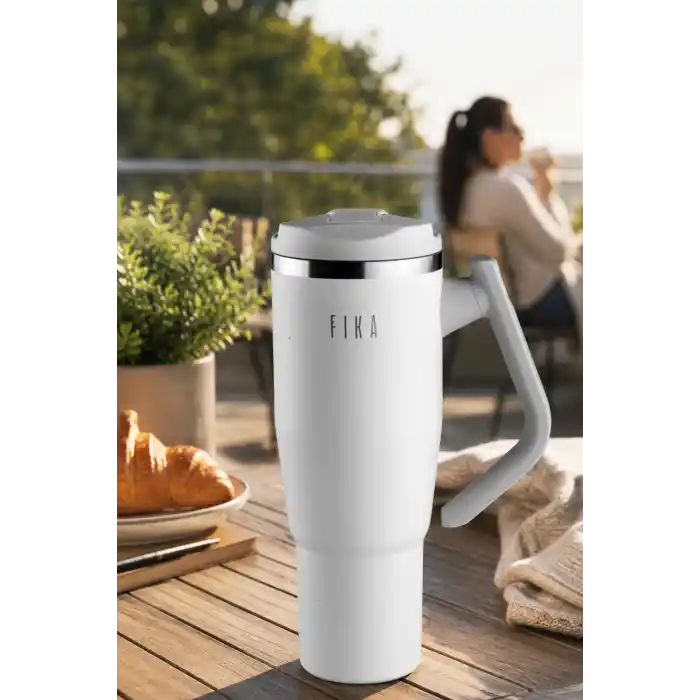 Fika Lumi Döner Kulplu Termos Beyaz 1200 Ml