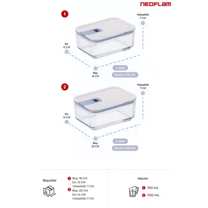 Perfect Seal Cam Saklama Seti 5 Parça