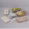 Bento Lunch Box Bej 2000 Ml. Sosluklu