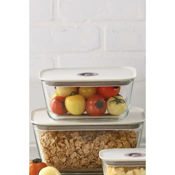 Fika Clik Dikdörtgen Saklama Kabı 1380 ml. Bej