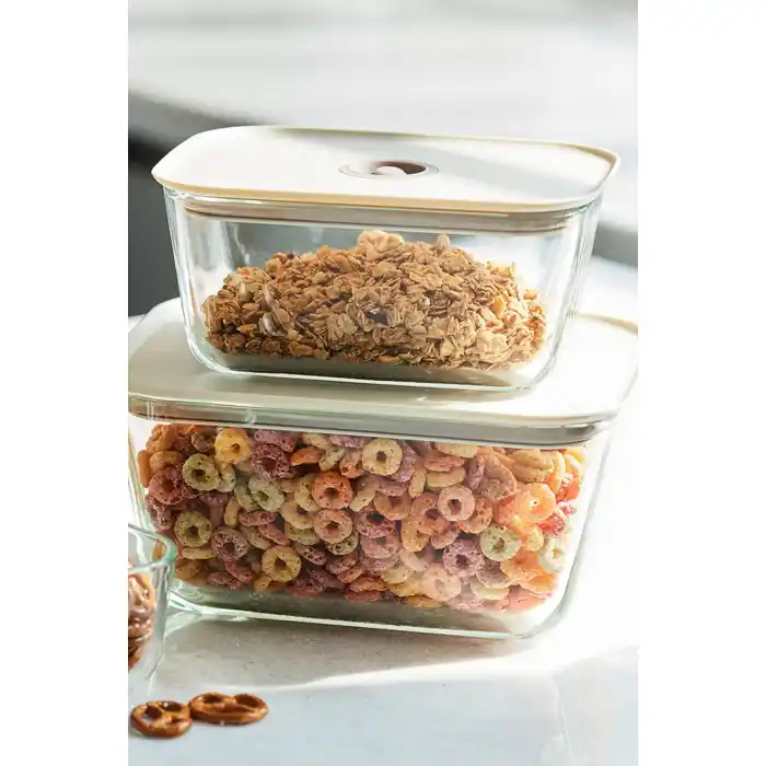 Fika Clik Dikdörtgen Saklama Kabı 1380 ml. Bej
