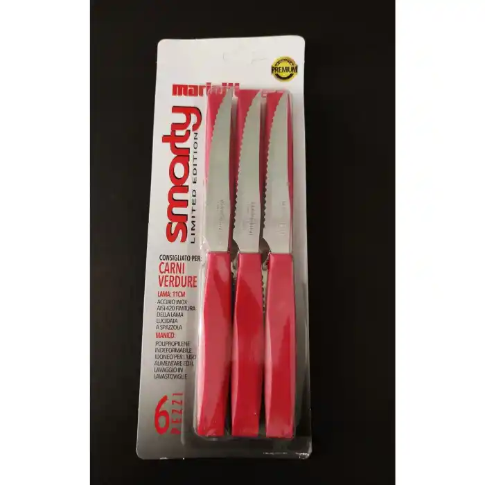 6 lı Smarty Rosso Biftek Steak Kesim Bıçağı Kırmızı Sap