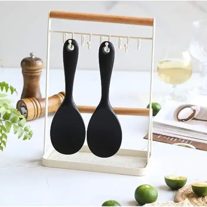 Burcummm Silikon Kısa Pilav Kaşığı Siyah