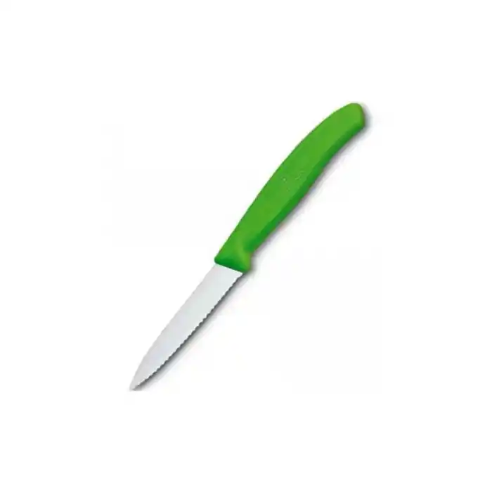 6.7636.L114 SwissClassic 8 cm. Tırtıklı Soyma Bıçağı Yeşil