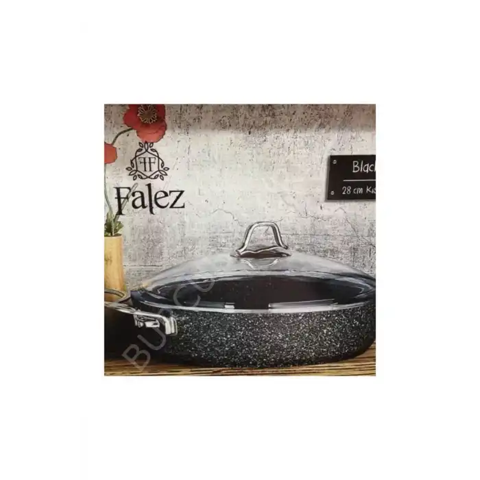 Black Line Granit Döküm 24 cm Kısa Karnıyarık Tencere Siyah