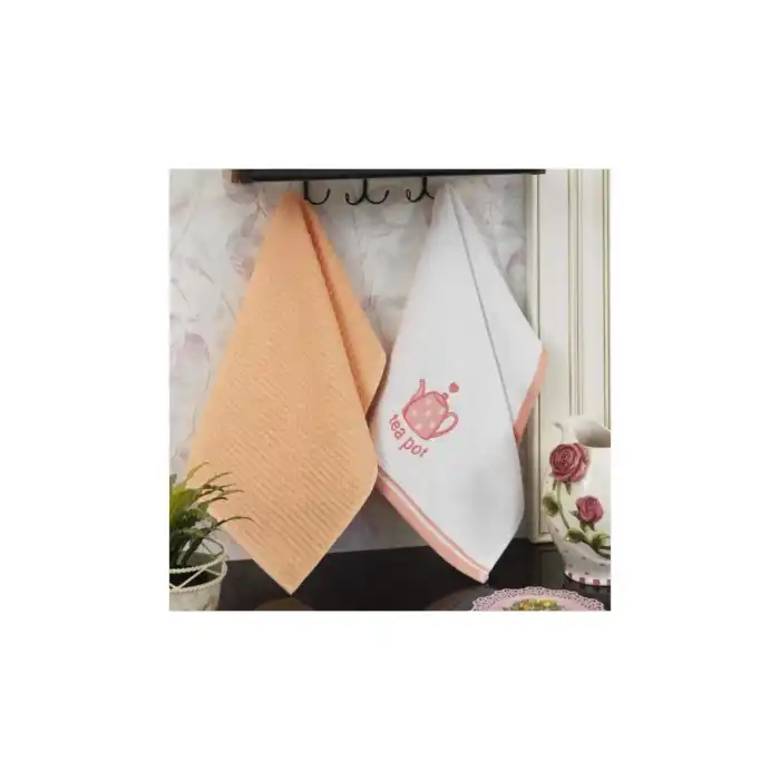 Pamuk Mutfak Havlusu 2li Beyaz-somon 40x60