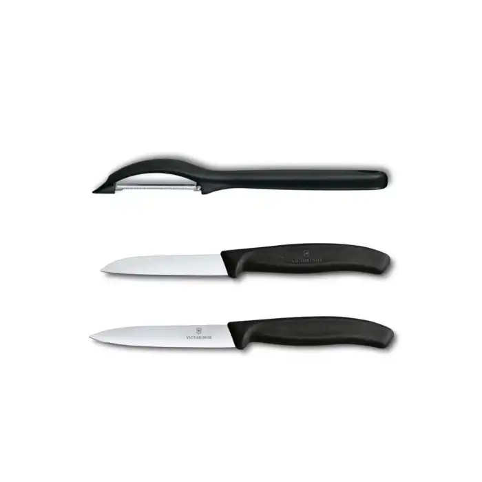 3 lü Siyah Set 7.6075 Dik Soyacak & 6.7403 8 cm. Bıçak & 6.7703 10 cm. Bıçak