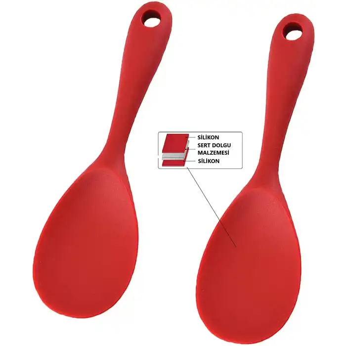 Burcummm Silikon Kısa Pilav Kaşığı Gri