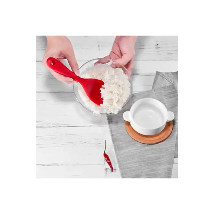 Burcummm 2 Adet Silikon Sert Uçlu Kısa Pilav Kaşığı Kırmızı