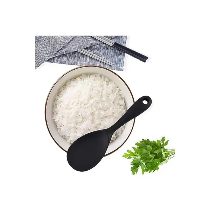 Burcummm 2 Adet Silikon Sert Uçlu Kısa Pilav Kaşığı Siyah & Gri