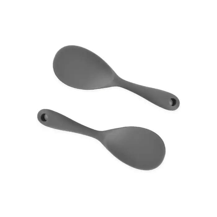 Burcummm 2 Adet Silikon Sert Uçlu Kısa Pilav Kaşığı Gri