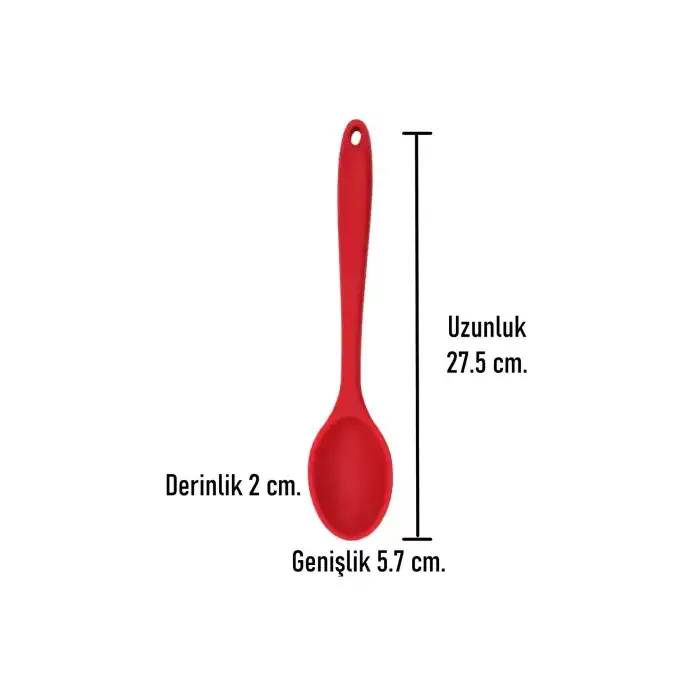 2 Li Silikon Uzun Karıştırma Kaşığı Seti Kırmızı & Siyah