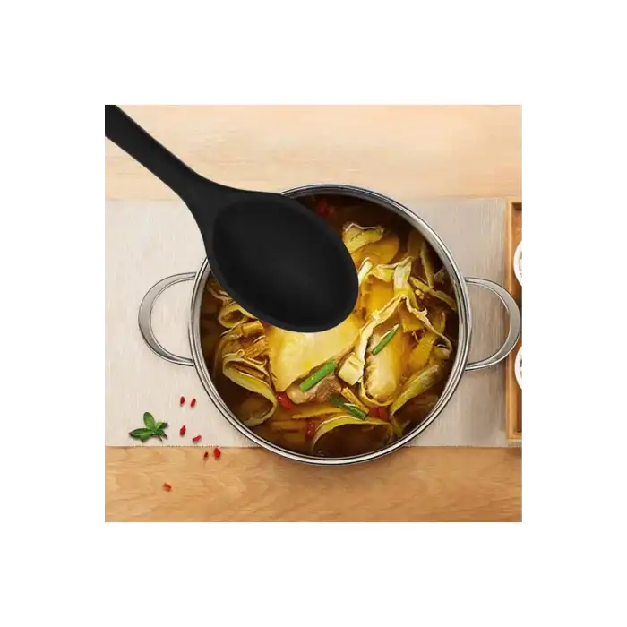 Burcummm 2 Li Silikon Uzun Karıştırma Kaşığı Seti Siyah