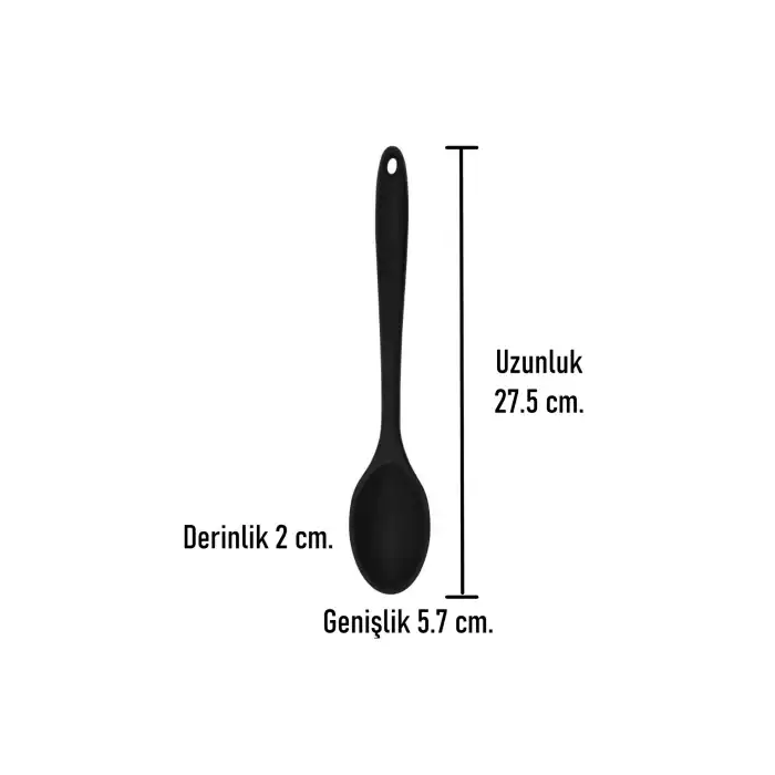 Burcummm Silikon Uzun Karıştırma Kaşığı Siyah