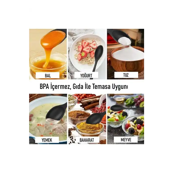 Burcummm Silikon Uzun Karıştırma Kaşığı Siyah