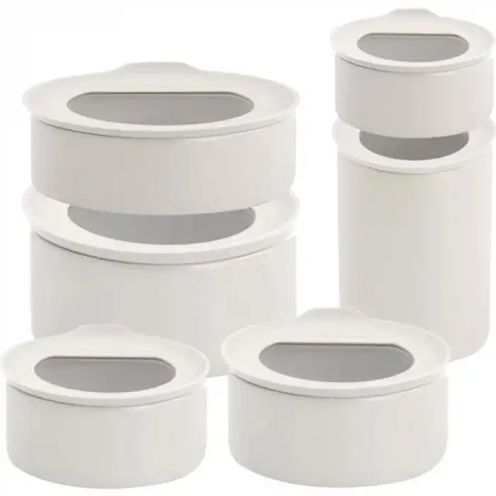 Fika One 6 lı Seramik Saklama Kabı Seti Buz Beyaz