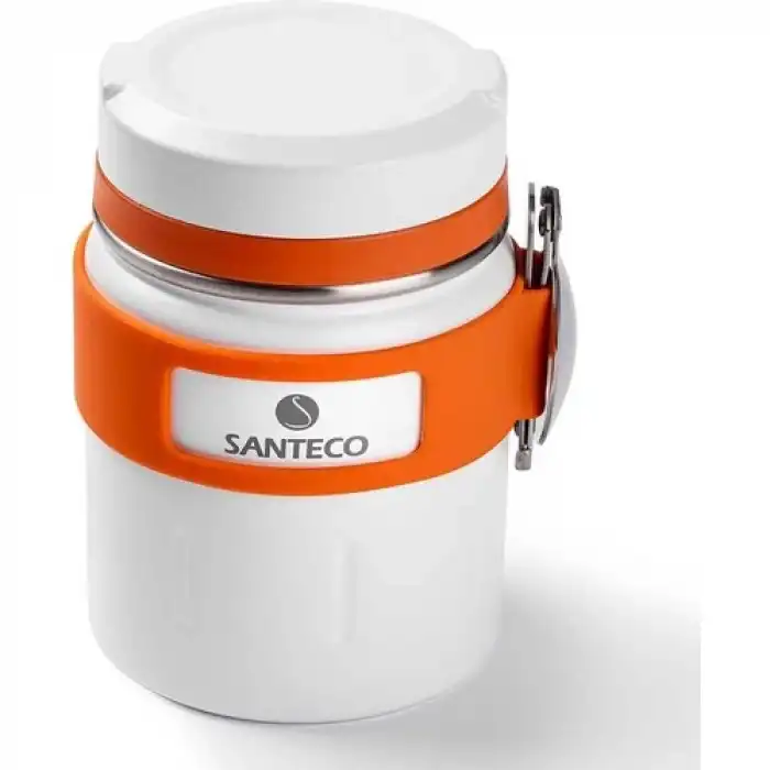 Beyaz Çift Katmanlı Çelik Kaşıklı Yemek Termosu 500 Ml.