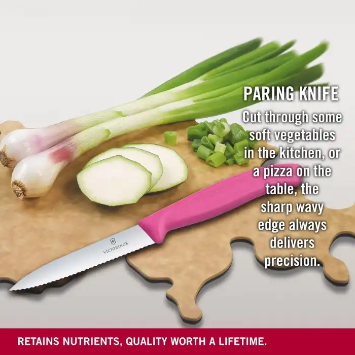 6.7736.L5 10 cm. Tırtıklı Sivri Bıçak Pembe