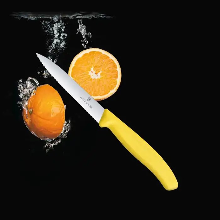 6.7736.L8 10 cm. Tırtıklı Sivri Bıçak Sarı