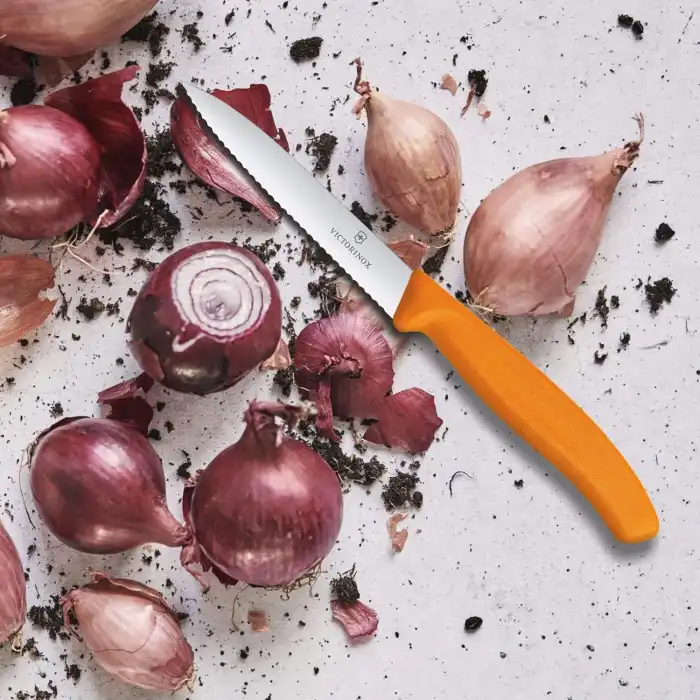 6.7736.L9 10 cm. Tırtıklı Sivri Bıçak Turuncu