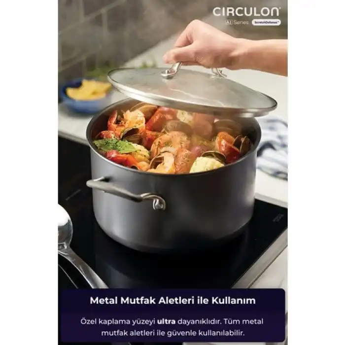 Circulon 24 cm Kapaklı Derin Tencere