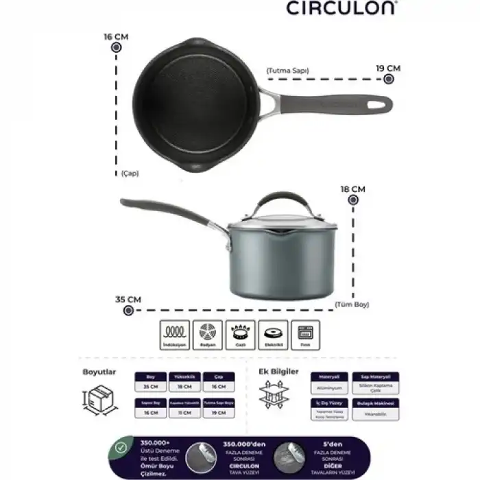 Circulon 16 cm Kapaklı Sos Tenceresi