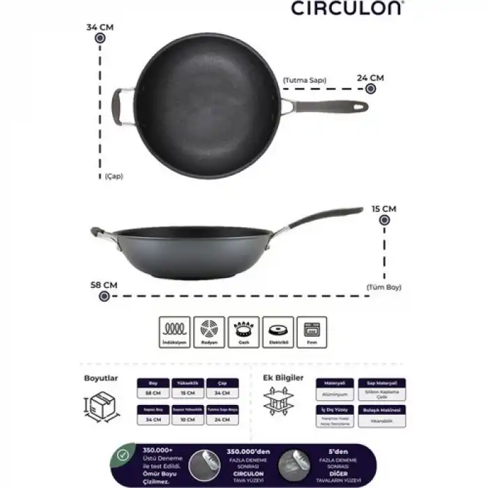 Circulon 34 cm Wok Tava