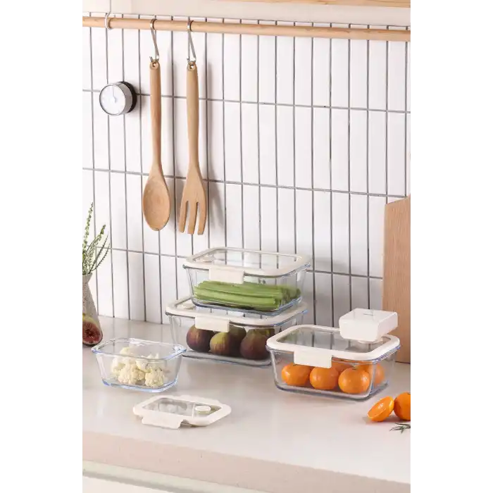 Fika Glace Vakumlu Cam Saklama Kabı 1200 Ml Bej