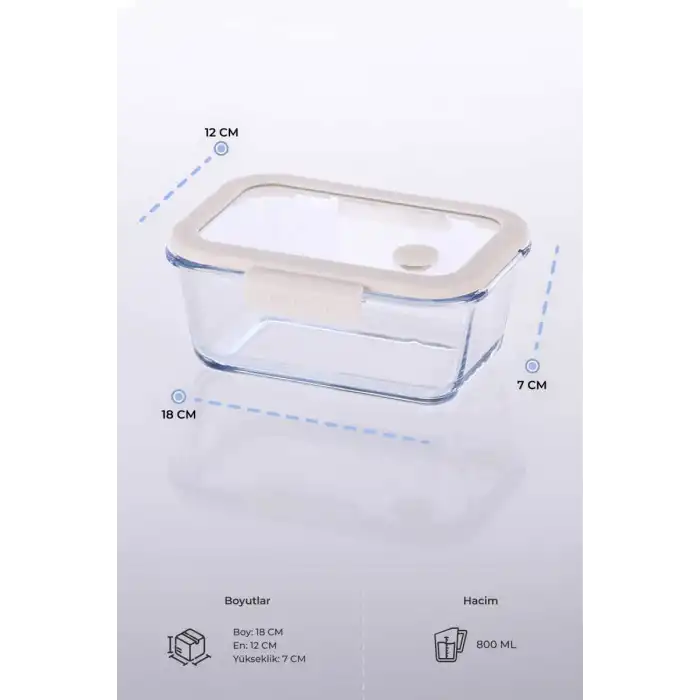 Fika Glace Vakumlu Cam Saklama Kabı 800 Ml Bej