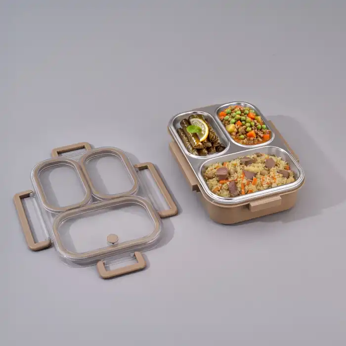 Bento Lunch Box 3 Bölmeli Haki