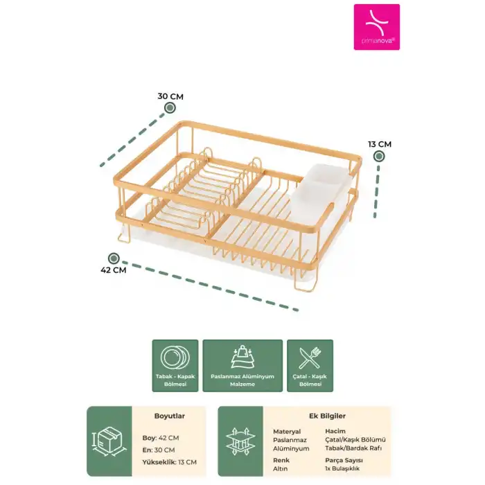 Bianka Alüminyum Gold Paslanmaz Mini Bulaşık Sepeti