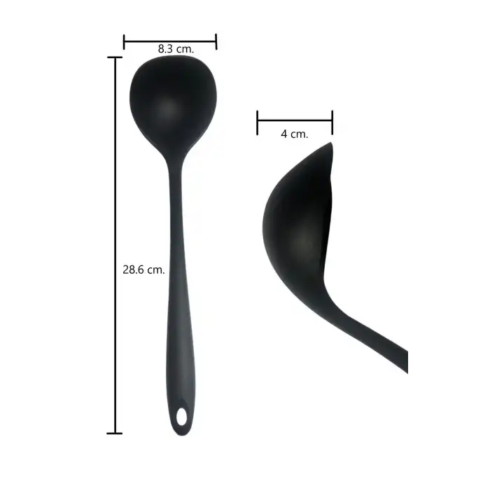 Burcummm Silikon 2 li Uzun Kepçe Kevgir Seti Siyah