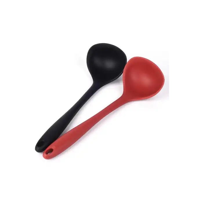 Burcummm Silikon 2 li Uzun Kepçe Seti Kırmızı & Siyah