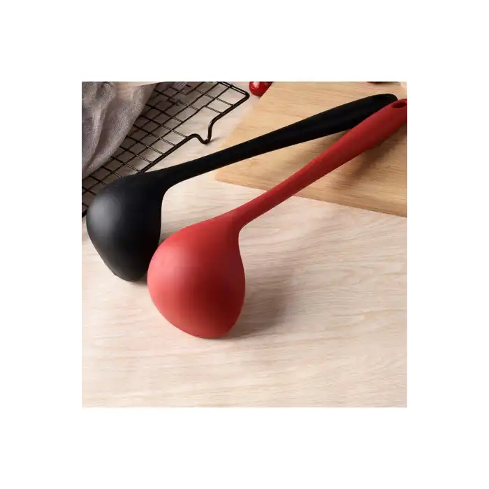 Burcummm Silikon 2 li Uzun Kepçe Seti Kırmızı & Siyah