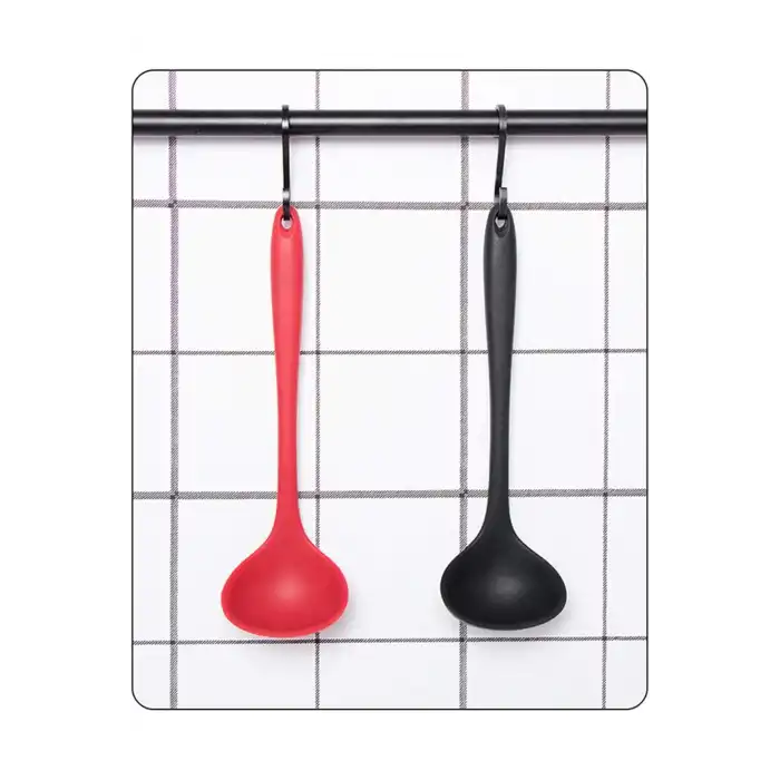 Burcummm Silikon 2 li Uzun Kepçe Seti Kırmızı & Siyah